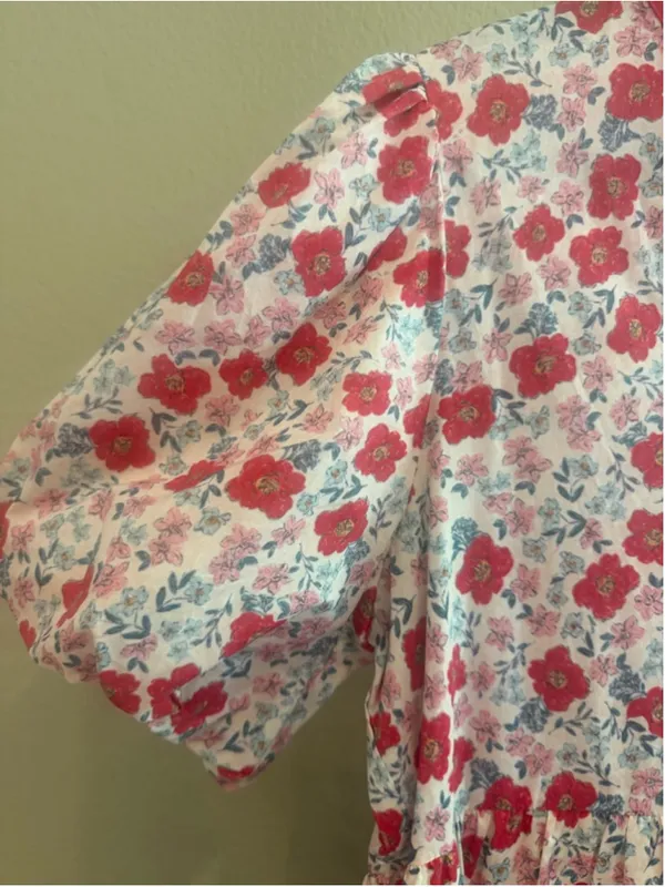 Entro Tiered Floral Print Mini Dress in Red Size XL - Image 4