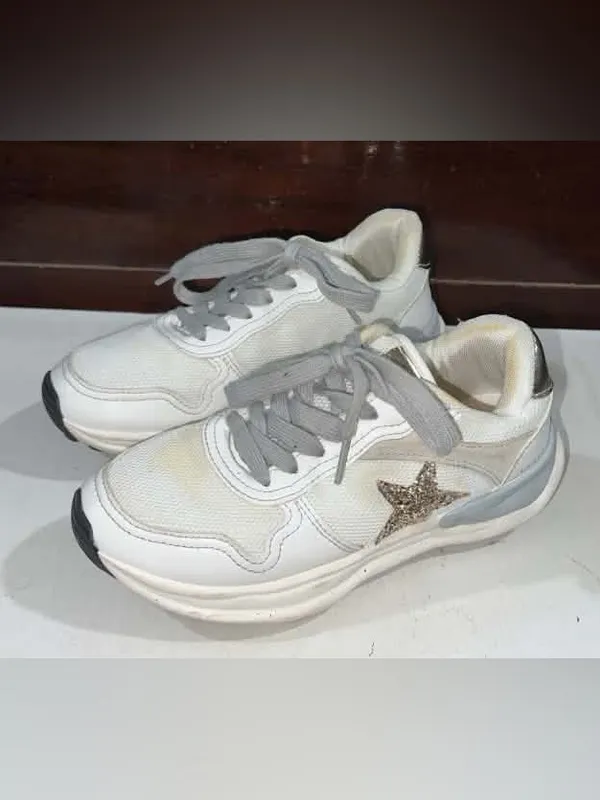 Vintage Havana Women's White Chunky Sneakers with Gold Star Accent - Image 2
