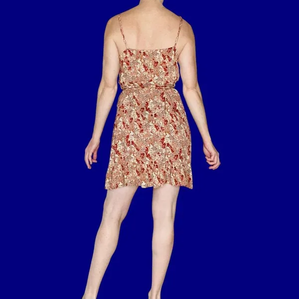 Free People Intimately Orange Red Ditzy Floral Mini Wrap Dress - Image 8