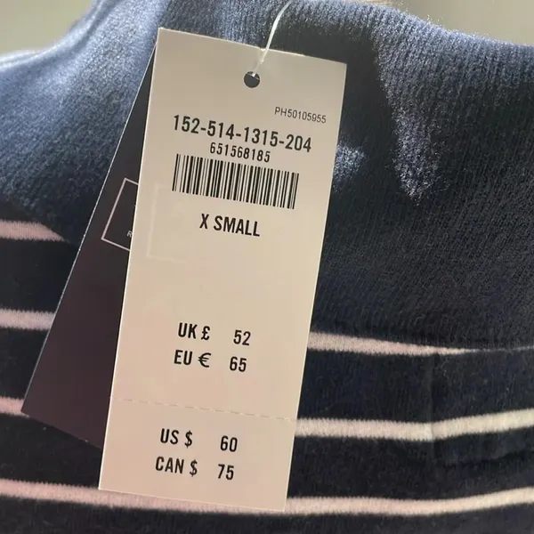 ABERCROMBIE Drama Collar V-Neck Striped Sweatshirt XS NEW Casualwear - Image 4