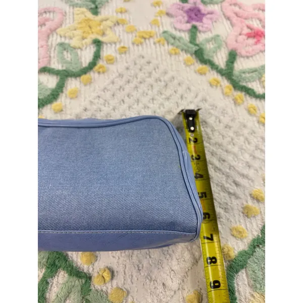 Estee Lauder Blue Denim‎ Faux Leather Cosmetic Makeup Travel Bag Pouch - Image 5