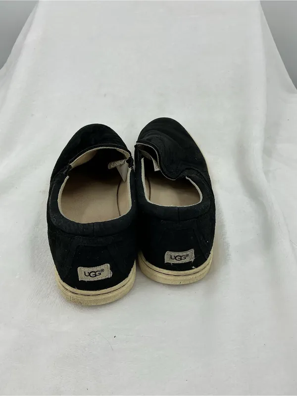 UGG Black Suede Slip-On Shoes with Cream Trim B 54 - Image 3