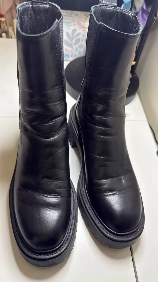 ZARA Leather Boots Ankle Chelsea - Image 3