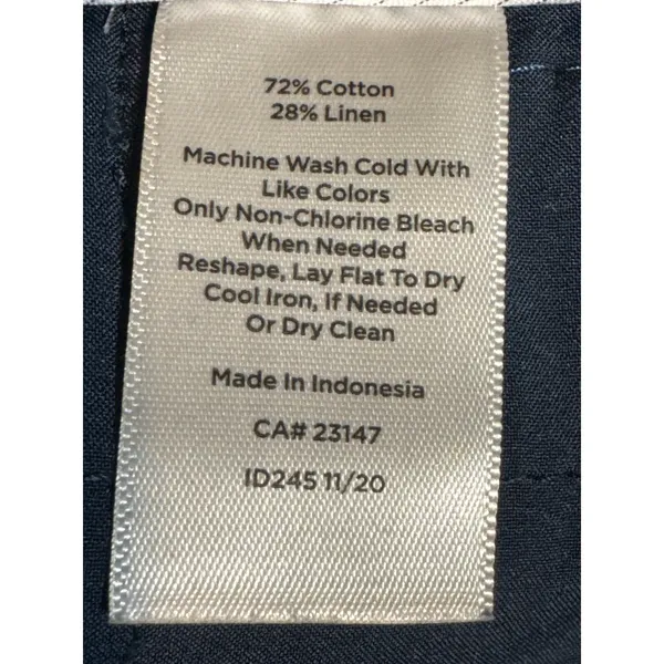 Talbots Wide Leg Crop Pants Womens 12 Blue Chambray Cotton Linen Culottes - Image 4