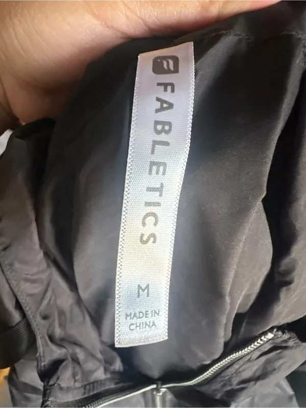 Fabletics Black Half Zip Windbreaker Jacket M Hooded Sheer Floral Lace Hem - Image 3