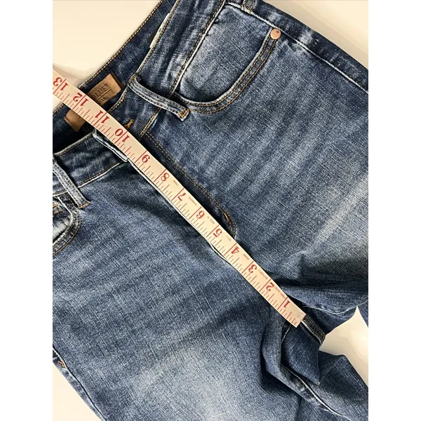 Judy Blue Wide Leg Crop Raw Hem Jeans Dark Blue High Rise Stretch Size 3/26 - Image 5