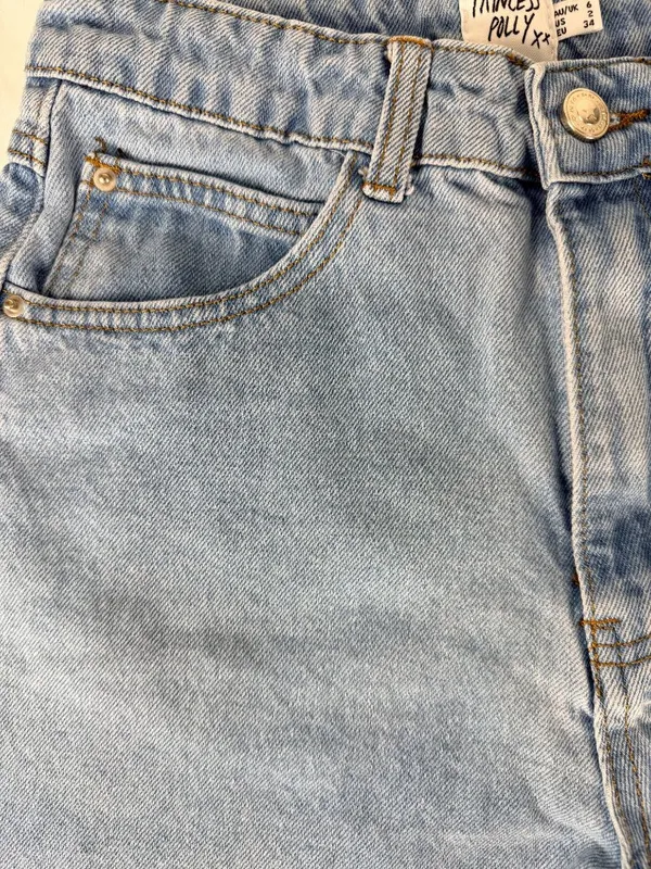 Princess Polly Womens Light Wash Denim High-Waisted Frayed Hem Shorts Size 2 - Image 12