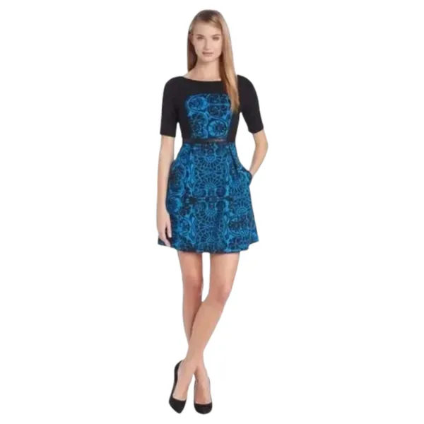 Plenty By Tracy Reese Anthropologie Medallion Foulard Frock Dress Blue 8 NEW - Image 8