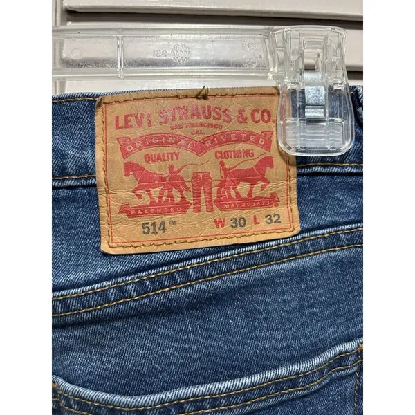Levi 514 Women‎ Jeans Med Wash Mid Rise Slim Straight Size 30x32 Logo Pockets - Image 3