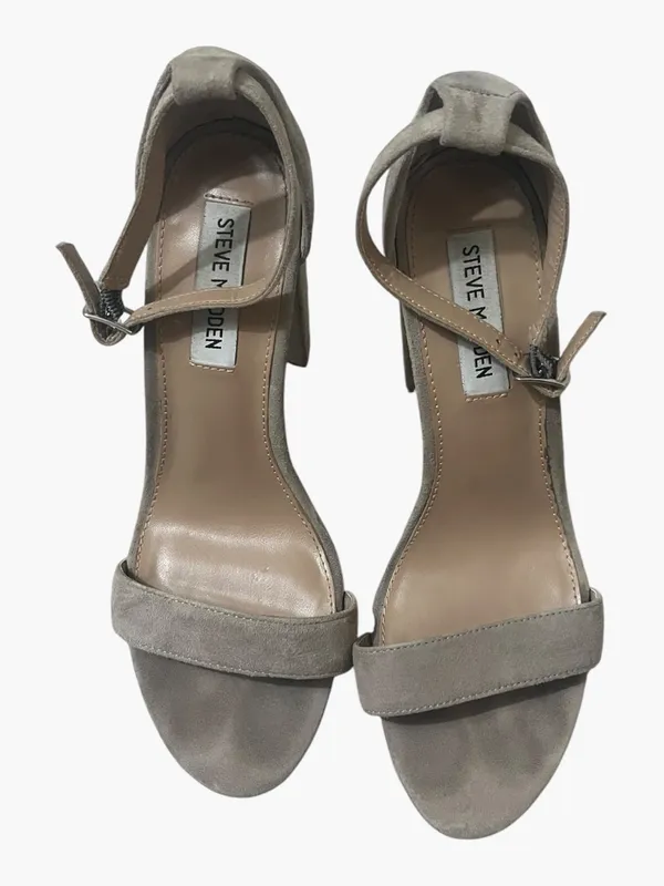 Steve Madden Suede Ankle-Strap Carrson Block Heel Sandals - Taupe - Image 4