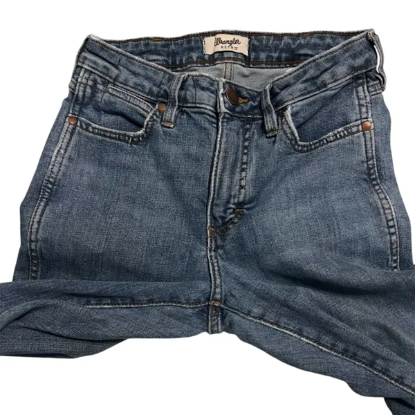 Wrangler Retro Trumpet Flare High Rise Blue Denim Jeans Size 26x30 Western - Image 4