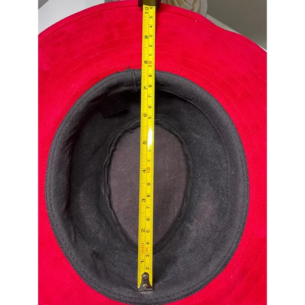 Something Special LA Red Faux Suede Wide Brim Sun Hat‎ Fedora Boho Chic - Image 8