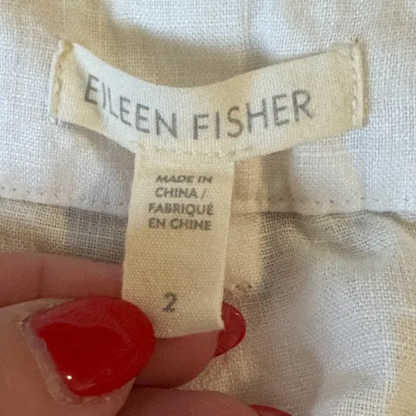 Eileen Fisher Shorts 2 White 100% Organic‎ Linen Pleated High Waist Coastal Luxe - Image 3