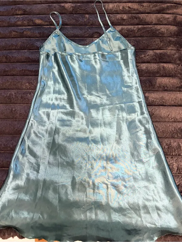 Emerald Green Satin Dress - Image 3