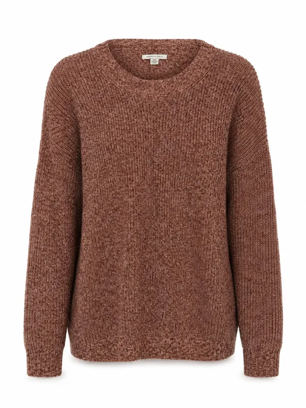 American Eagle Rust Red Marled Open Knit Crewneck Sweater Women’s M - Image 2