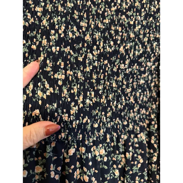 Petal + Pup Edwina Smocked Navy Tiered Smocked Floral Dress - Size S - Image 8