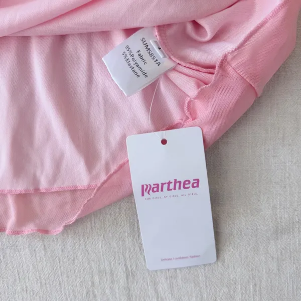 Marthea Mesh Mini Dress Womens Large Pink Tie Front Bell‎ Sleeve Coquette NWT - Image 4