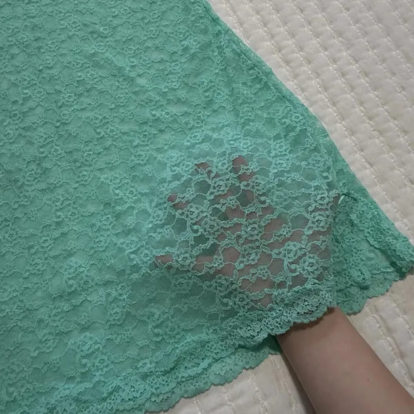 Victoria’s Secret Lace Sheer Lingerie Slip Dress Sz M Medium Teal Green - Image 6