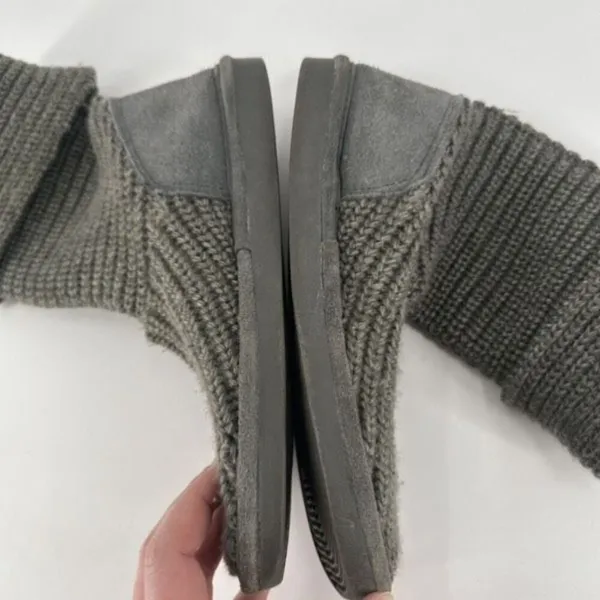Bearpaw Womens Knit Tall Boots Sheepskin Footbed Fold Down Gray‎ Size 10 - Image 6