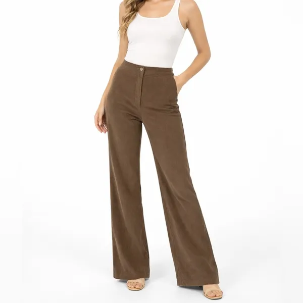 NEW Anthropologie wide leg Corduroy pants Brown LARGE - Image 5
