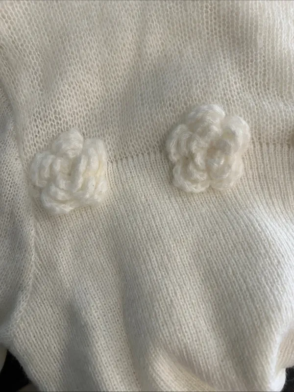 CoMMENSE Wool-Blend 3D Flower Lettuce Trim Sweater Dress Small NWT sold out - Image 9