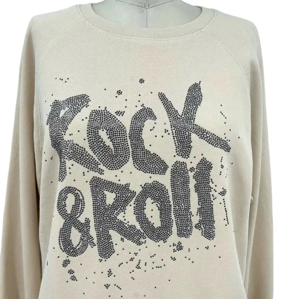 Zadig & Voltaire Top Upper Rock and Roll Strass‎ Pullover Sweatshirt Cream Small - Image 4