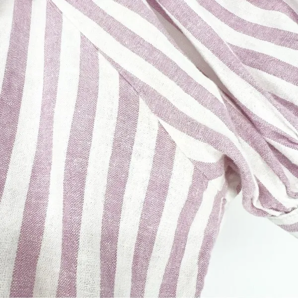 Downeast Brighton Linen‎ Blend Striped Ruffle Blouse Women's Size M Cottagecore - Image 5