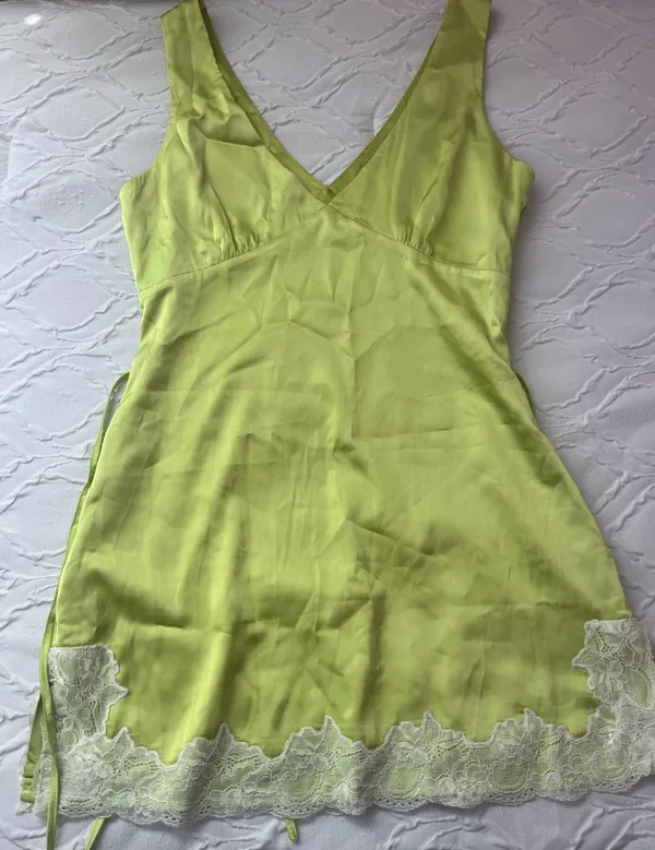 White Fox Lime Green Mini Dress - Image 2