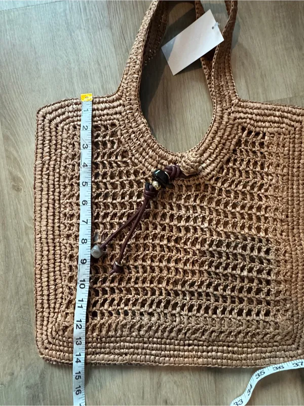 H&M Dark Beige Straw Tote - Image 7