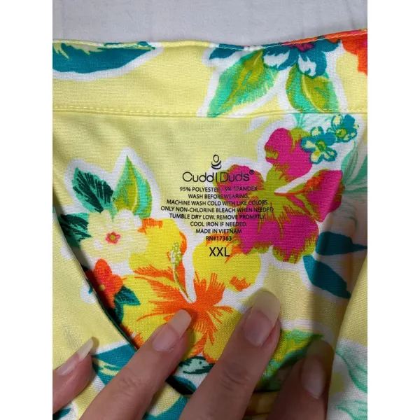 Cuddl Duds Pajama Set Womens XXL Yellow Floral Tank Top Shorts Drawstring NWT - Image 4