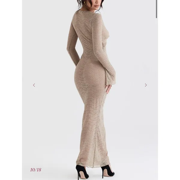 House of‎ CB Giovanna Musk Lace Long Sleeve Maxi Dress NWT Cut Out Small Sexy - Image 5
