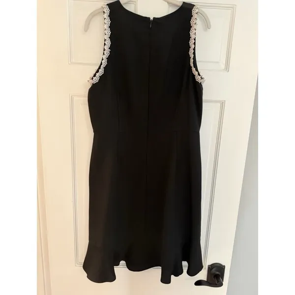 Nanette Lepore 12 Dress Sleeveless Lace Trim Cascading Front Ruffle Flared Hem - Image 2