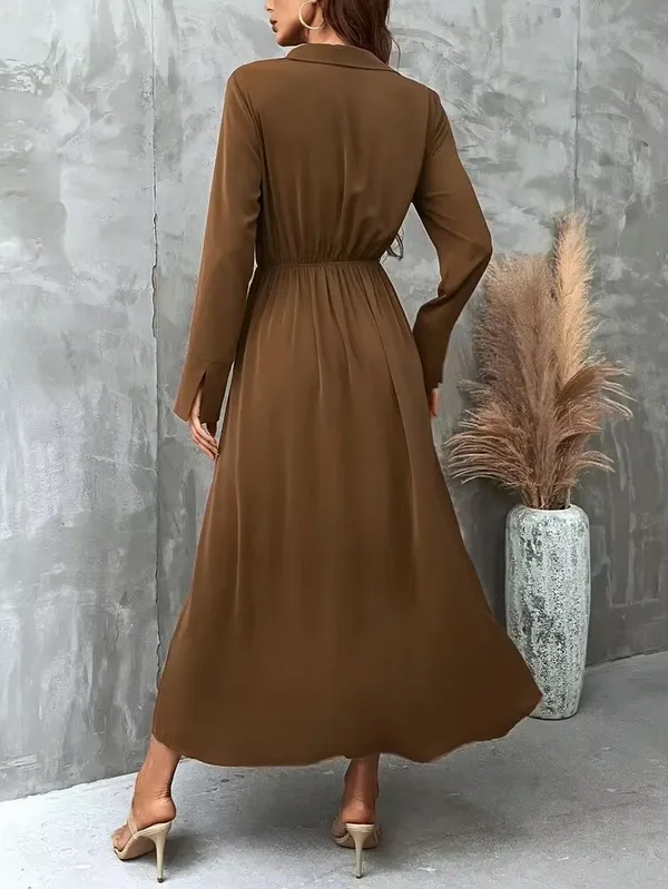 Shein satin long-sleeve maxi shirt dress - Image 2