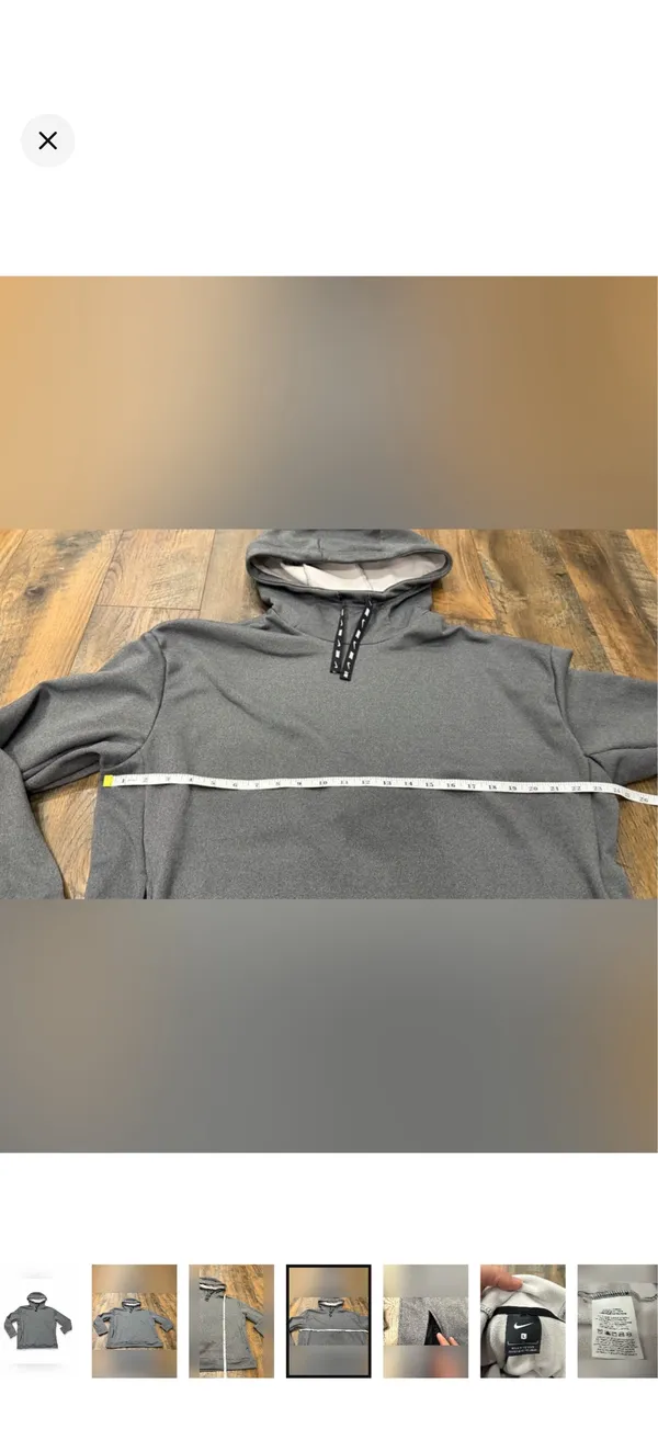 Nike Hoodie Sweatshirt Women’s Size Large Gray Fleece Pullover Side Pockets Logo - Image 4
