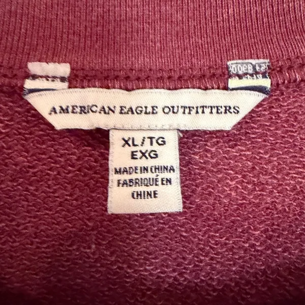American Eagle Lace Up Cropped Sweatshirt‎ Women's XL Burgundy Hippie Boho Y2K - Image 3