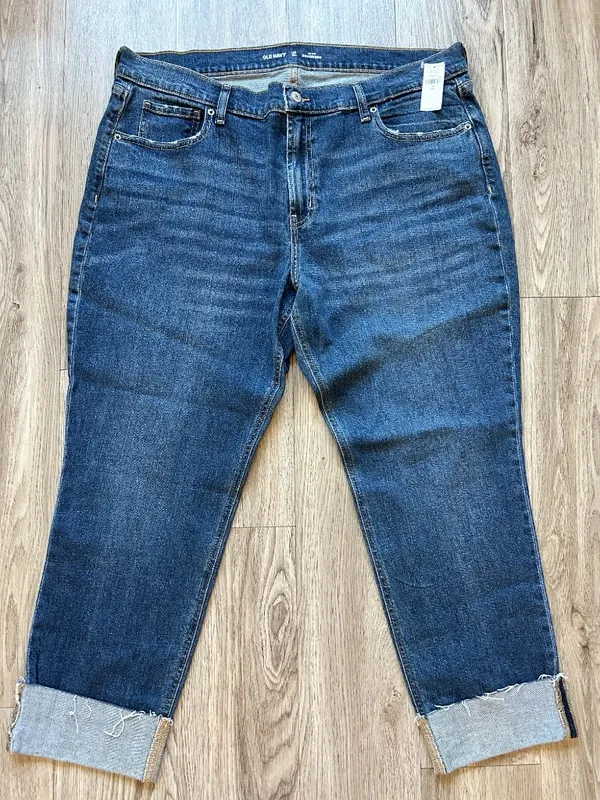 Old Navy Women's Mid Rise Boyfriend Dark Wash Jeans Size 16 Tall NWT - Image 3