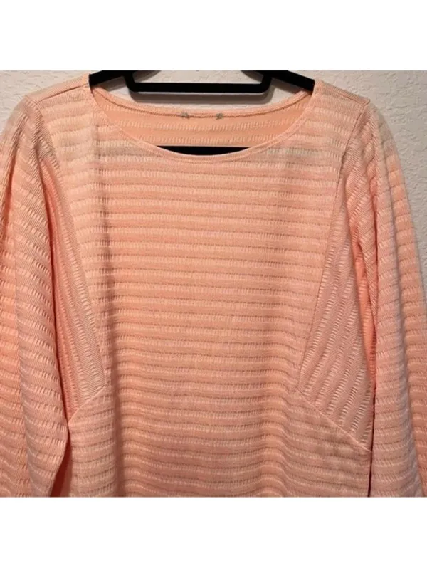 H&M Peach Textured Sweater Top Soft‎ Lightweight Pullover Size M - Image 6