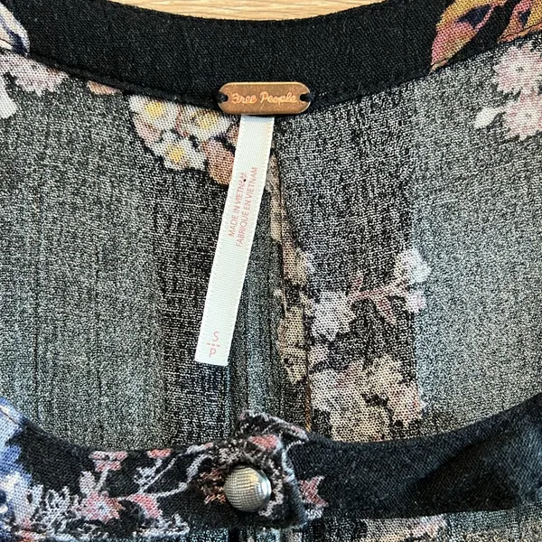 Free People Tree Choker Neck Swing Dress w/Pockets Black Floral Print, S - Image 6