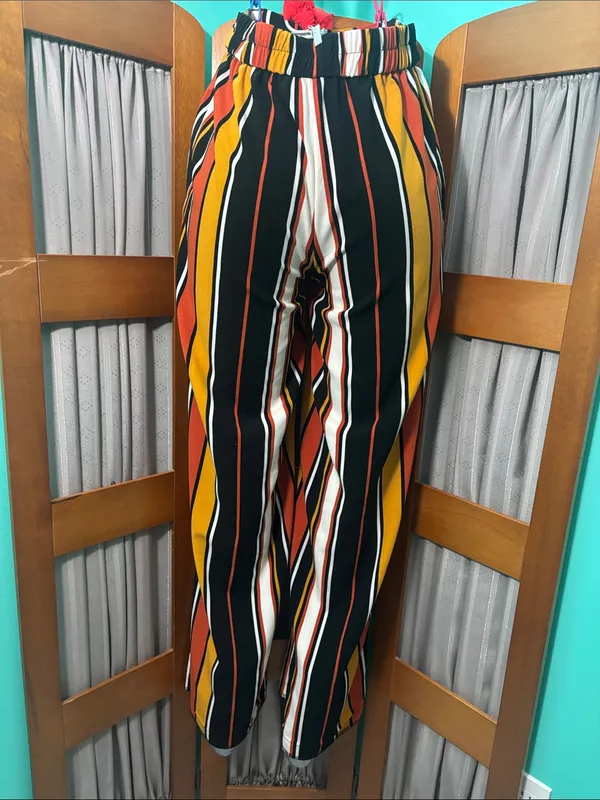 Adrienne Vittadini Black, Mustard & Rust Striped Wide-Leg Pants - Image 8
