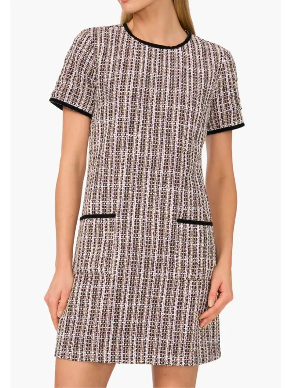 NWT $159 CECE Tweed Shift Dress Time To Shine Rich Black Wool Blend Oversize - Image 4