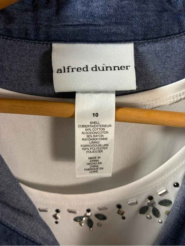 Alfred Dunner Chambray Button-Front 2-piece Layered Shirt - Image 5