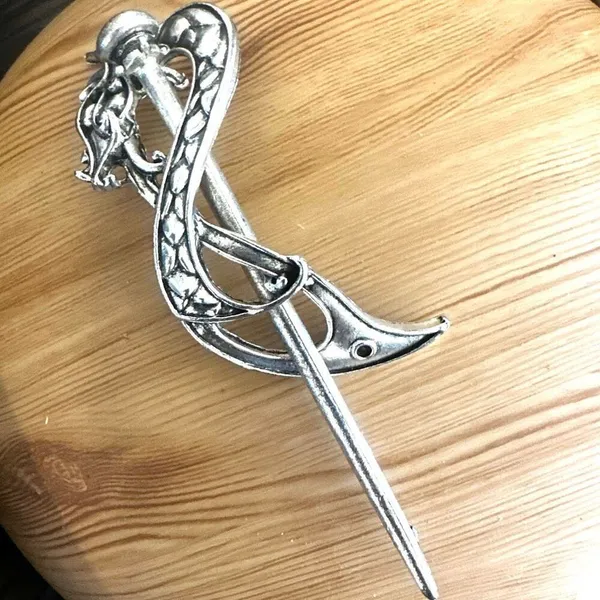 Celtic Dragon Silver-Tone Hair Pin - Image 3