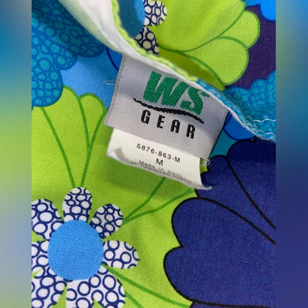 Floral Blue and Green Scrub Top - Image 3