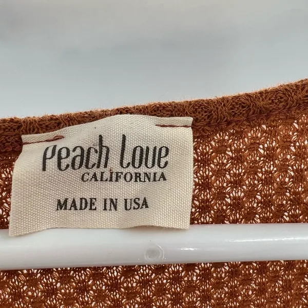 Peach Love California high low bell sleeve waffle knit ruffle flare rust S flowy - Image 5