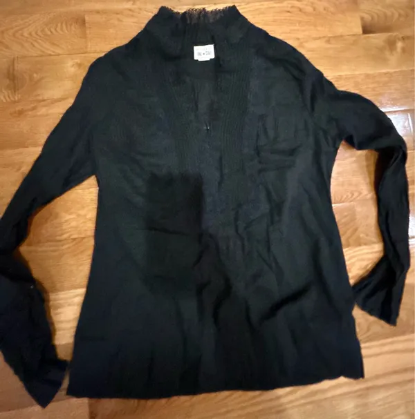 Vintage Converse One Star rare boho Lace front pipe Long sleeve, top/blouse S - Image 19