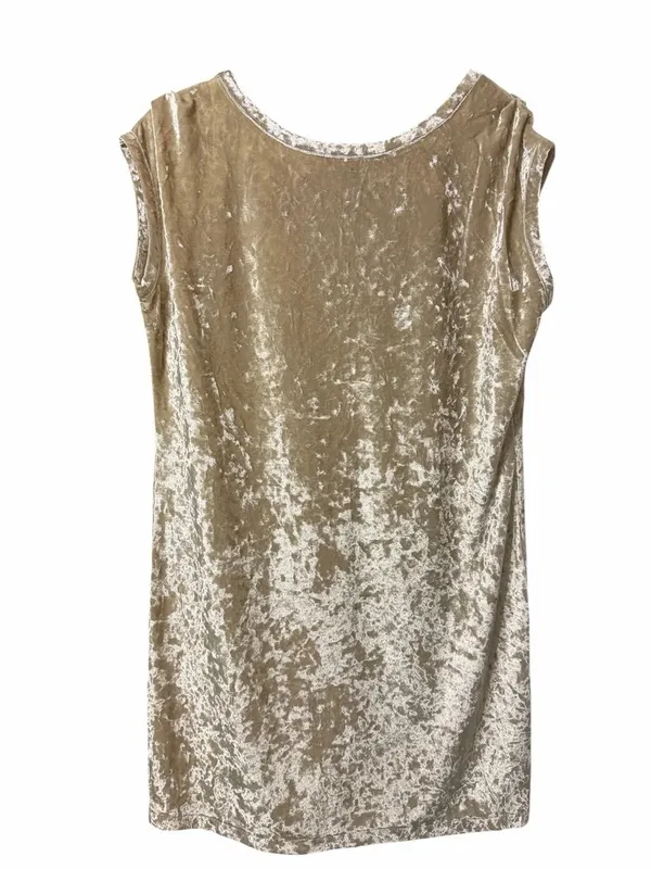 Knot Sisters Crushed Velvety Texture Champagne/Beige Shift lightweight Dress(S) - Image 6