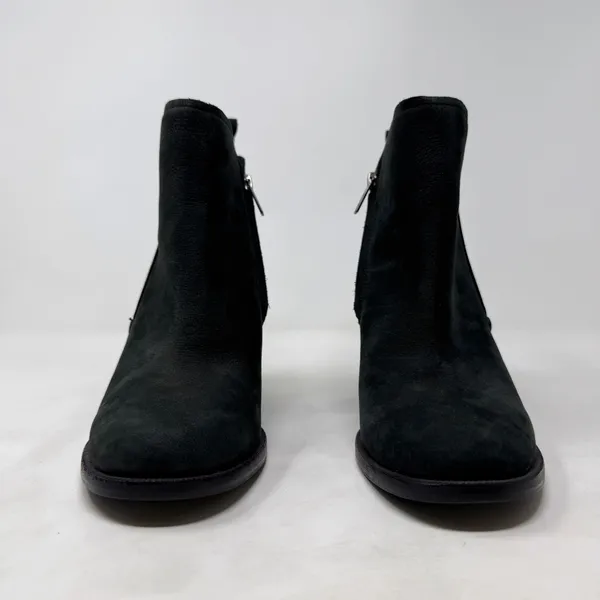 [UGG] Black Pixley Suede Leather Chunky Block Heel Round Toe Ankle Boots Sz 9.5 - Image 2
