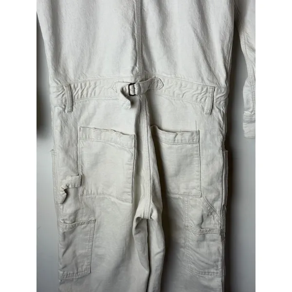 Current Elliott The Richland Coveralls Women Medium Ivory Denim Jumpsuit Utility - Image 9