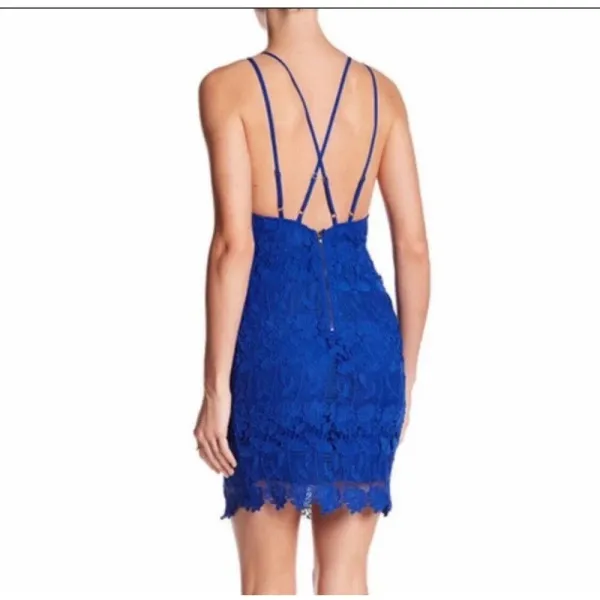 ASTR The Label Royal Blue Strappy Lace Mini Dress‎ Size M - Image 2