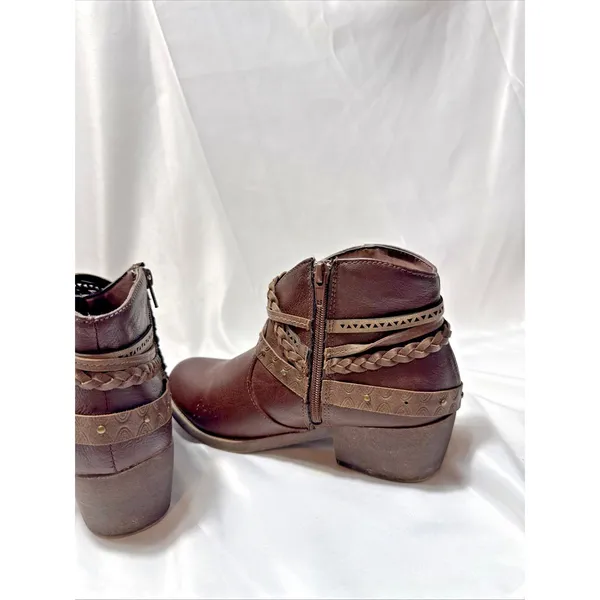 Jellypop Brown Leather Ankle Boots Women's 7.5M Zippered - Image 5